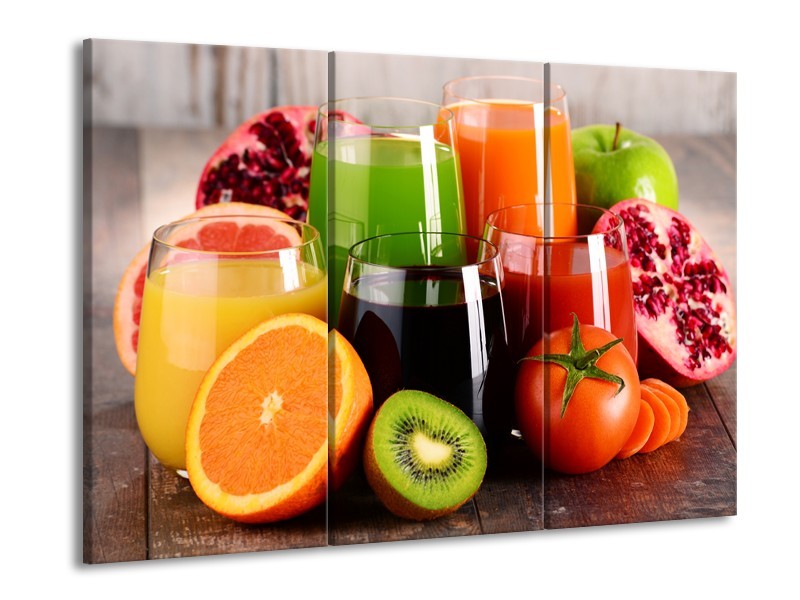 Glasschilderij Groenten, Fruit | Oranje, Geel, Groen | 60x90cm 3Luik