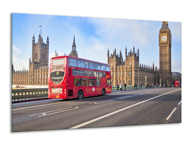 Canvas Schilderij Engeland, London | Rood, Blauw, Grijs | 120x70cm 1Luik