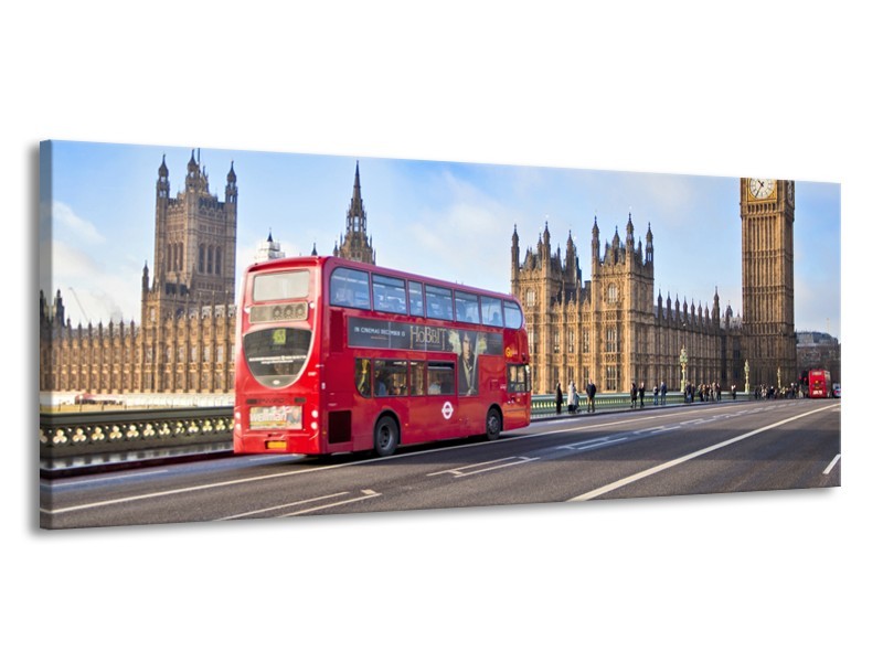 Canvas Schilderij Engeland, London | Rood, Blauw, Grijs | 145x58cm 1Luik