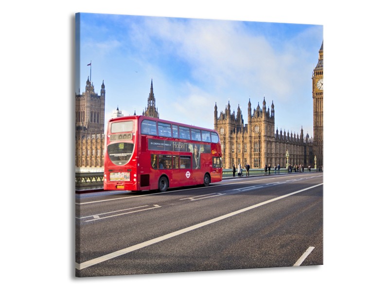 Canvas Schilderij Engeland, London | Rood, Blauw, Grijs | 50x50cm 1Luik