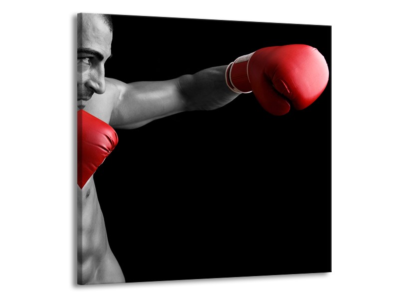 Canvas Schilderij Man, Sport | Zwart, Grijs, Rood | 70x70cm 1Luik