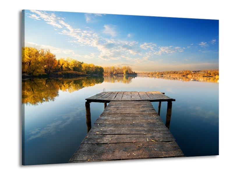 Canvas Schilderij Natuur, Water | Blauw, Bruin, Grijs | 100x70cm 1Luik