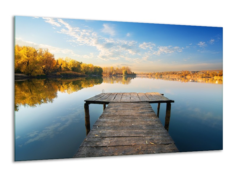 Canvas Schilderij Natuur, Water | Blauw, Bruin, Grijs | 120x70cm 1Luik