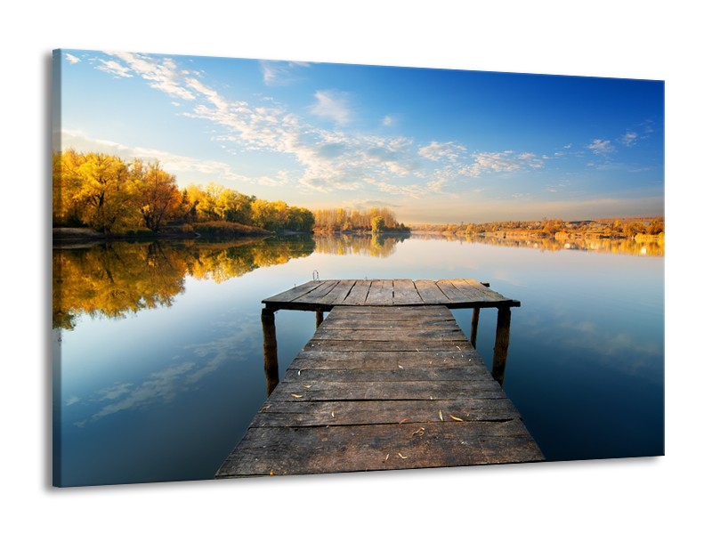 Canvas Schilderij Natuur, Water | Blauw, Bruin, Grijs | 140x90cm 1Luik