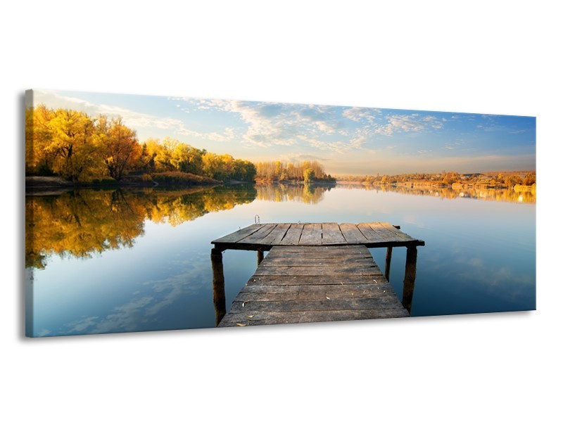 Glasschilderij Natuur, Water | Blauw, Bruin, Grijs | 145x58cm 1Luik