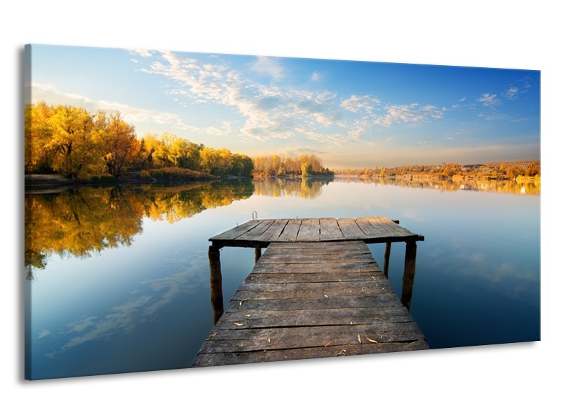 Canvas Schilderij Natuur, Water | Blauw, Bruin, Grijs | 190x100cm 1Luik