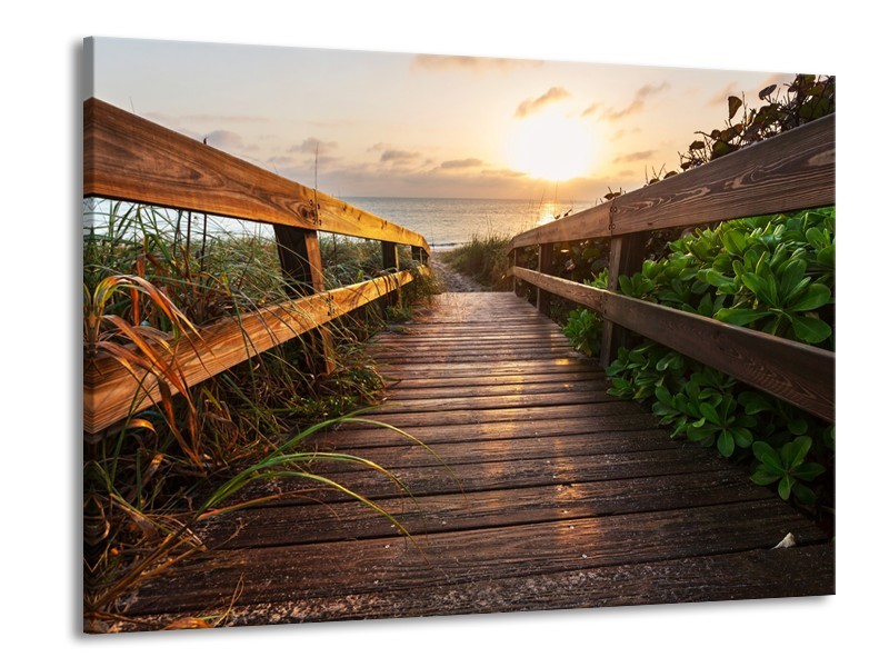 Canvas Schilderij Natuur, Brug | Bruin, Groen | 100x70cm 1Luik