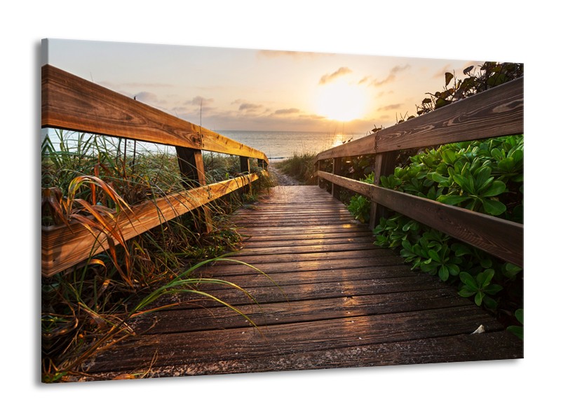 Canvas Schilderij Natuur, Brug | Bruin, Groen | 140x90cm 1Luik