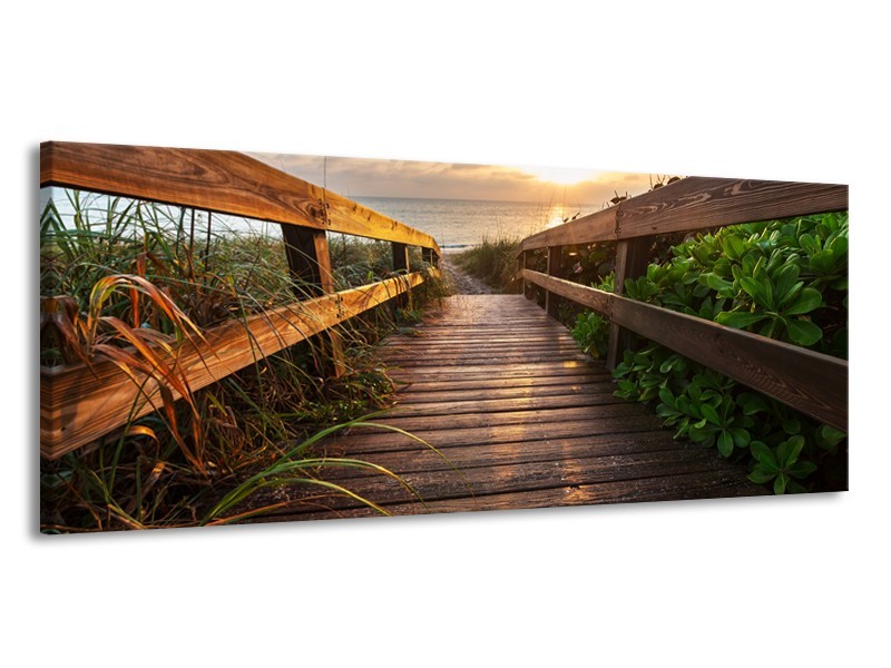 Canvas Schilderij Natuur, Brug | Bruin, Groen | 145x58cm 1Luik