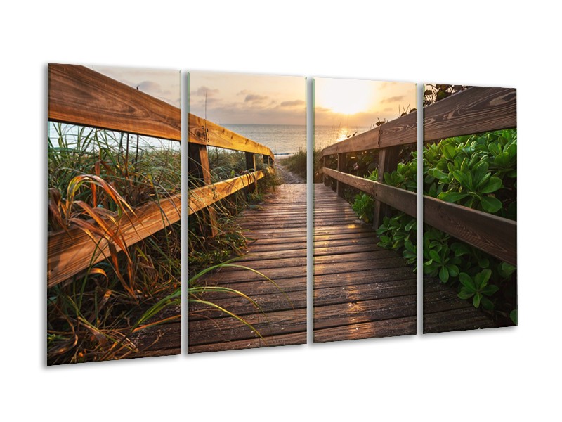 Glasschilderij Natuur, Brug | Bruin, Groen | 160x80cm 4Luik