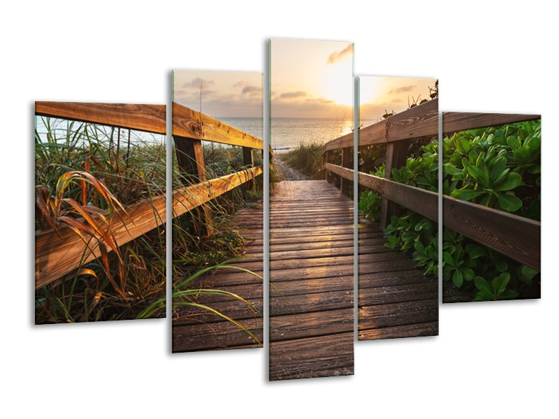 Glasschilderij Natuur, Brug | Bruin, Groen | 170x100cm 5Luik