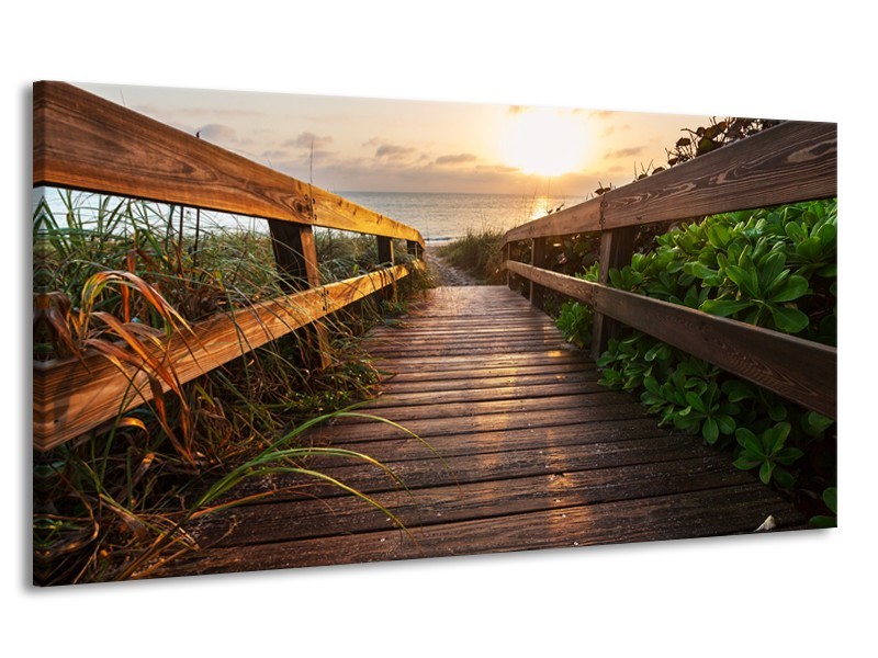 Canvas Schilderij Natuur, Brug | Bruin, Groen | 170x90cm 1Luik