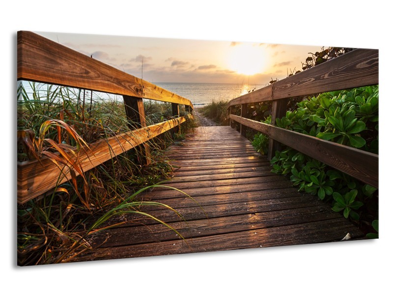 Canvas Schilderij Natuur, Brug | Bruin, Groen | 190x100cm 1Luik