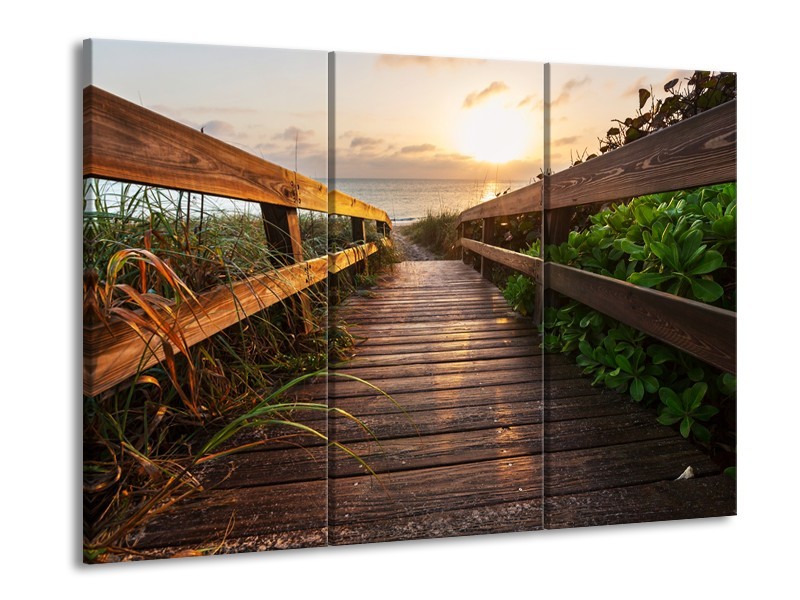 Glasschilderij Natuur, Brug | Bruin, Groen | 60x90cm 3Luik