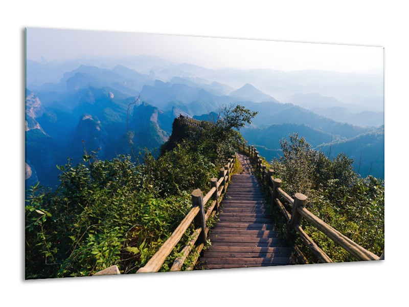 Canvas Schilderij Natuur, Brug | Blauw, Groen, Grijs | 120x70cm 1Luik