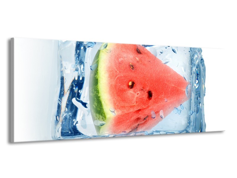 Canvas Schilderij Fruit, Keuken | Rood, Grijs, Blauw | 145x58cm 1Luik