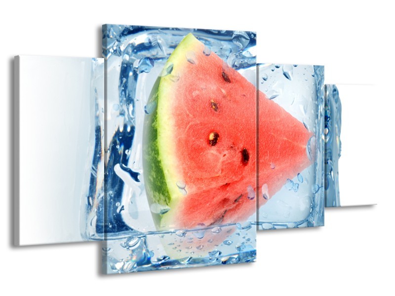Canvas Schilderij Fruit, Keuken | Rood, Grijs, Blauw | 160x90cm 4Luik