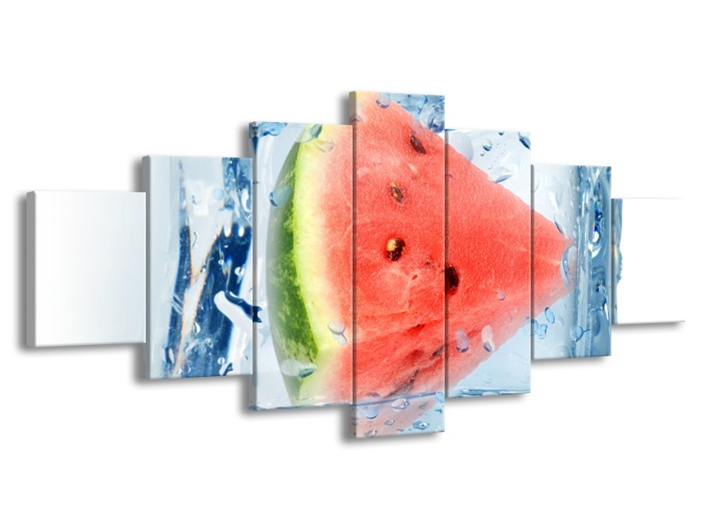 Canvas Schilderij Fruit, Keuken | Rood, Grijs, Blauw | 210x100cm 7Luik