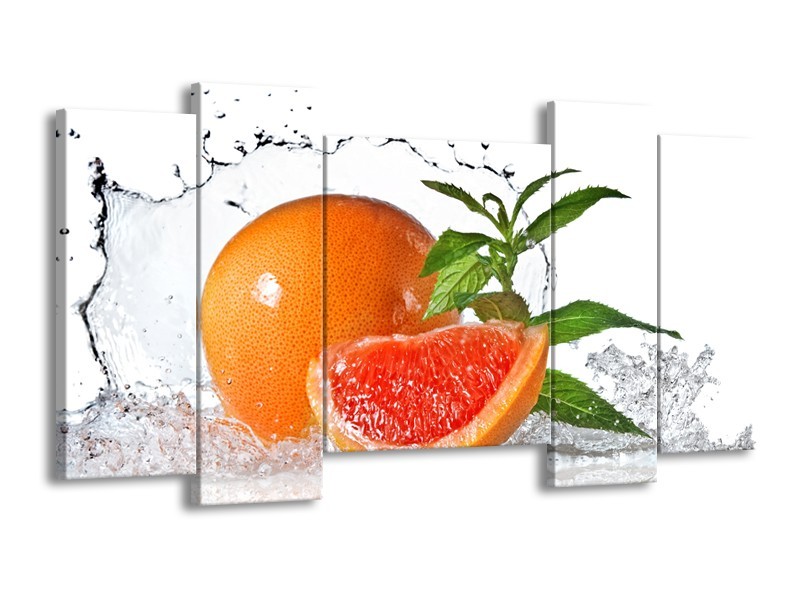 Glasschilderij Fruit, Keuken | Oranje, Wit, Groen | 120x65cm 5Luik