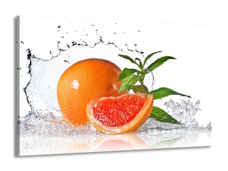 Glasschilderij Fruit, Keuken | Oranje, Wit, Groen | 140x90cm 1Luik