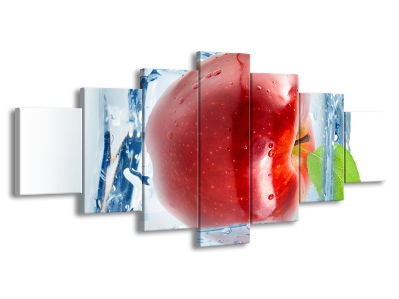 Glasschilderij Appel, Keuken | Rood, Blauw, Wit | 210x100cm 7Luik