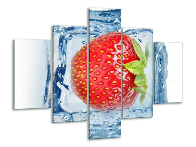 Glasschilderij Fruit, Keuken | Rood, Blauw, Wit | 100x70cm 5Luik