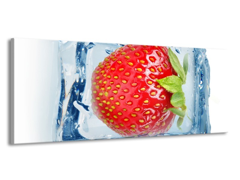 Canvas Schilderij Fruit, Keuken | Rood, Blauw, Wit | 145x58cm 1Luik