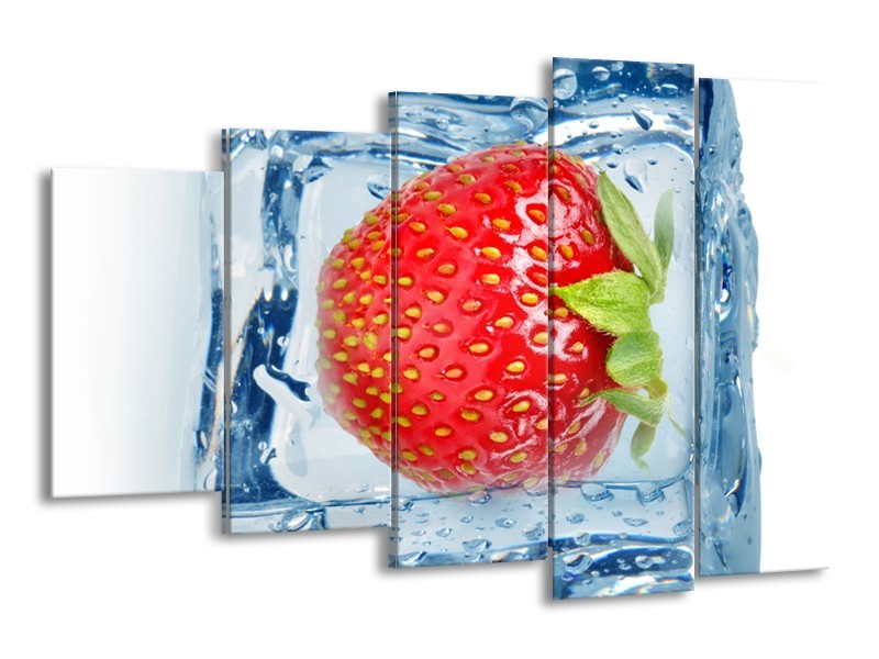 Canvas Schilderij Fruit, Keuken | Rood, Blauw, Wit | 150x100cm 5Luik