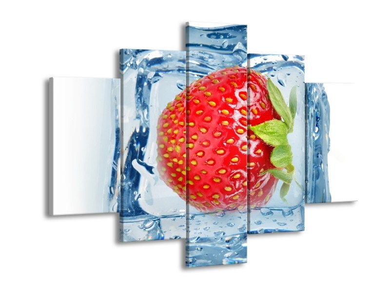 Canvas Schilderij Fruit, Keuken | Rood, Blauw, Wit | 150x105cm 5Luik