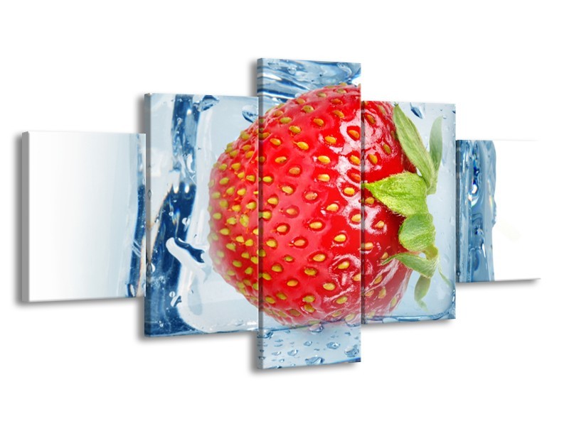 Glasschilderij Fruit, Keuken | Rood, Blauw, Wit | 150x80cm 5Luik