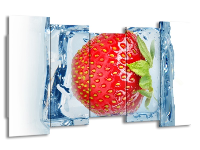 Glasschilderij Fruit, Keuken | Rood, Blauw, Wit | 150x80cm 5Luik