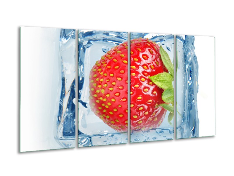 Canvas Schilderij Fruit, Keuken | Rood, Blauw, Wit | 160x80cm 4Luik