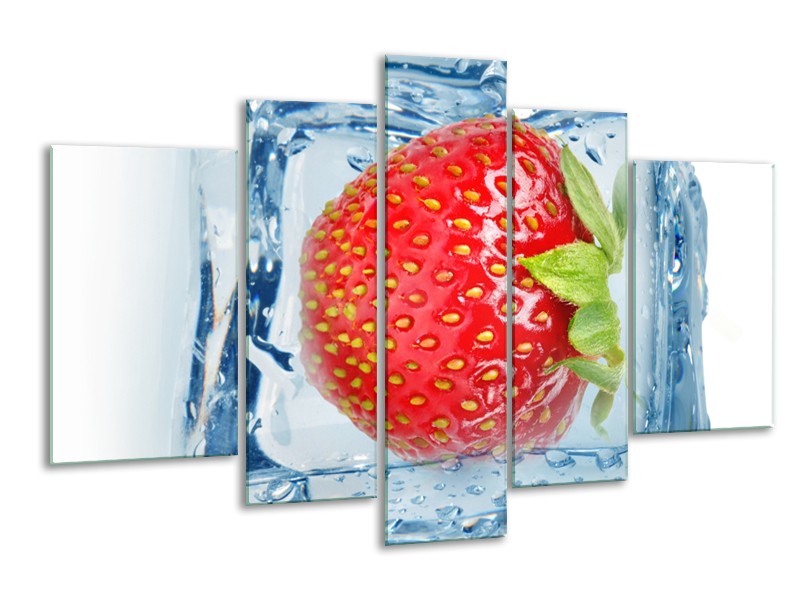 Canvas Schilderij Fruit, Keuken | Rood, Blauw, Wit | 170x100cm 5Luik