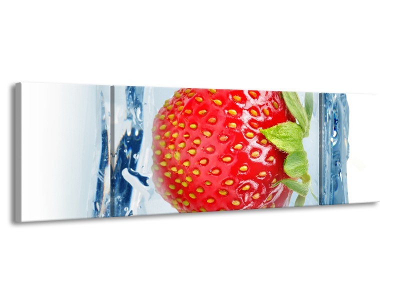 Glasschilderij Fruit, Keuken | Rood, Blauw, Wit | 170x50cm 3Luik