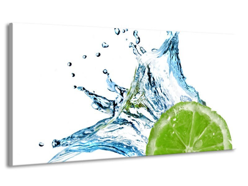 Canvas Schilderij Fruit, Keuken | Groen, Blauw, Wit | 170x90cm 1Luik