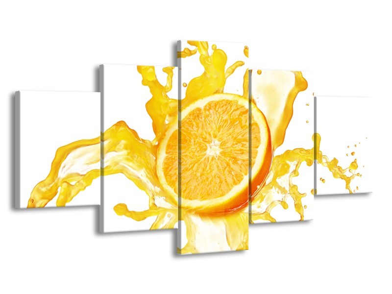 Glasschilderij Fruit, Keuken | Geel, Wit | 150x80cm 5Luik