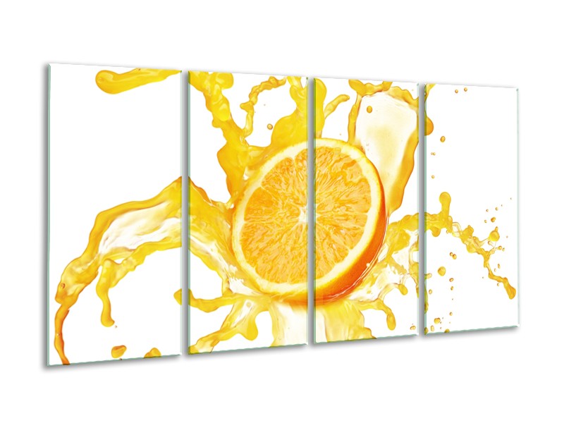Canvas Schilderij Fruit, Keuken | Geel, Wit | 160x80cm 4Luik