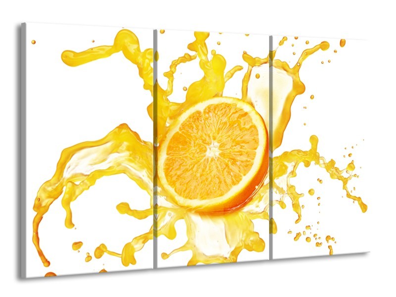 Canvas Schilderij Fruit, Keuken | Geel, Wit | 165x100cm 3Luik