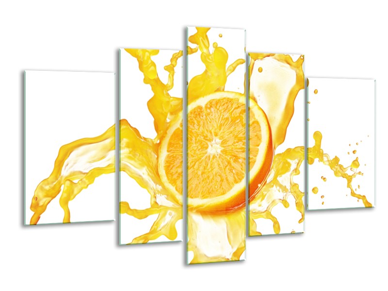 Canvas Schilderij Fruit, Keuken | Geel, Wit | 170x100cm 5Luik