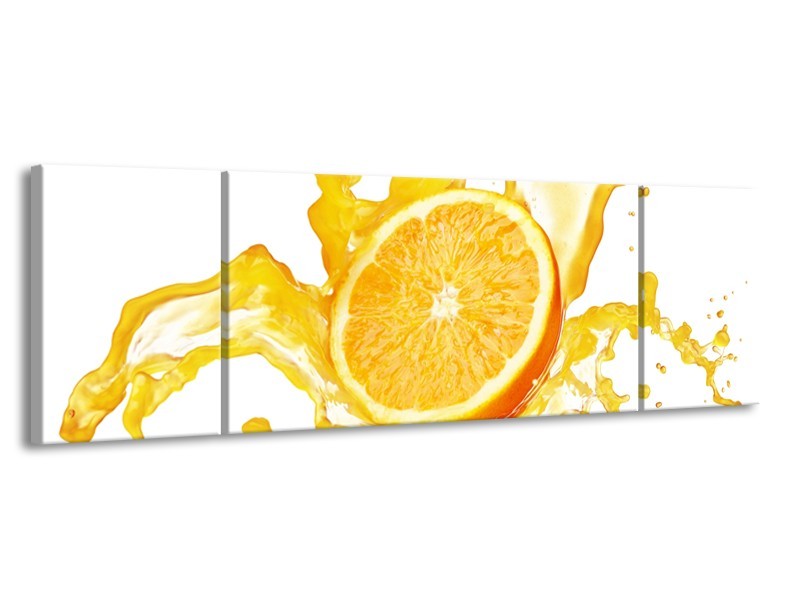 Canvas Schilderij Fruit, Keuken | Geel, Wit | 170x50cm 3Luik