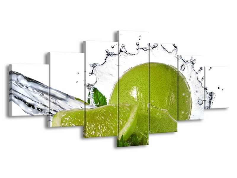 Glasschilderij Fruit, Keuken | Groen, Wit, Zilver | 210x100cm 7Luik