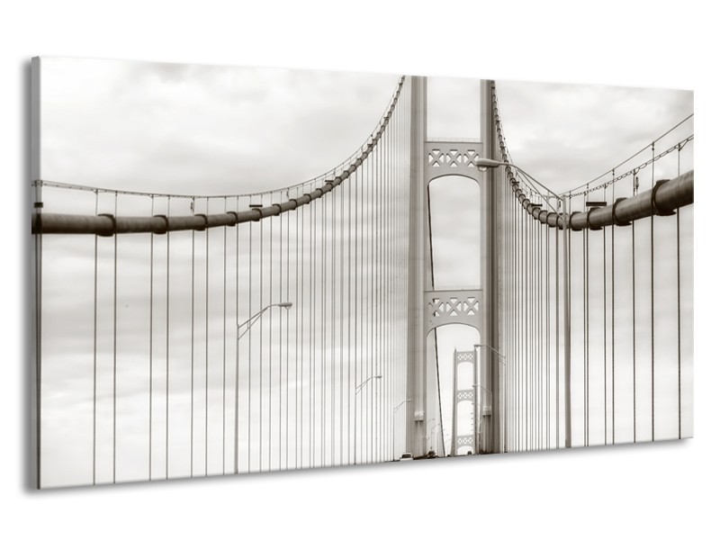 Canvas Schilderij Brug, Weg | Grijs, Bruin, Wit | 190x100cm 1Luik