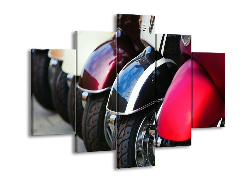 Glasschilderij Scooter | Grijs, Roze, Zwart | 150x105cm 5Luik