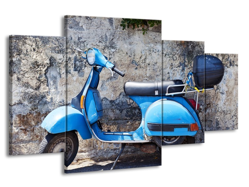 Glasschilderij Scooter, Motor | Grijs, Blauw | 160x90cm 4Luik