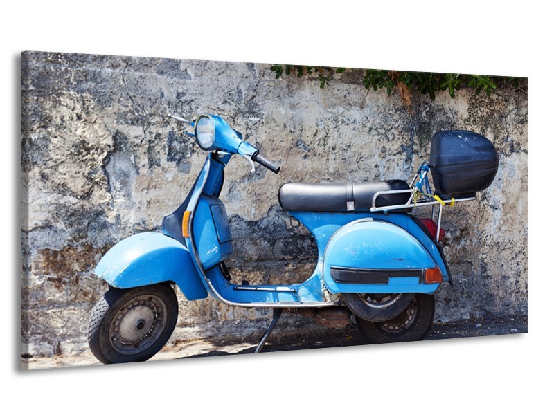 Canvas Schilderij Scooter, Motor | Grijs, Blauw | 170x90cm 1Luik