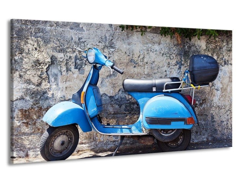 Canvas Schilderij Scooter, Motor | Grijs, Blauw | 190x100cm 1Luik