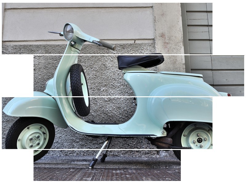 Glasschilderij Scooter, Motor | Groen, Grijs | 115x85cm 4Luik