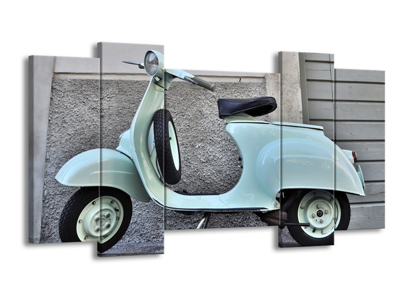 Glasschilderij Scooter, Motor | Groen, Grijs | 120x65cm 5Luik