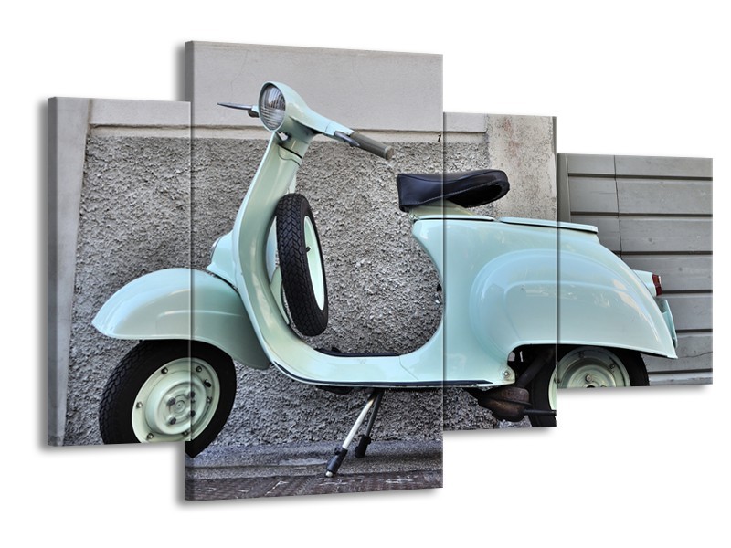 Glasschilderij Scooter, Motor | Groen, Grijs | 120x75cm 4Luik