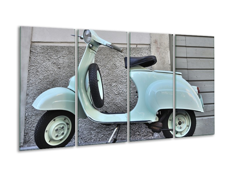 Glasschilderij Scooter, Motor | Groen, Grijs | 160x80cm 4Luik